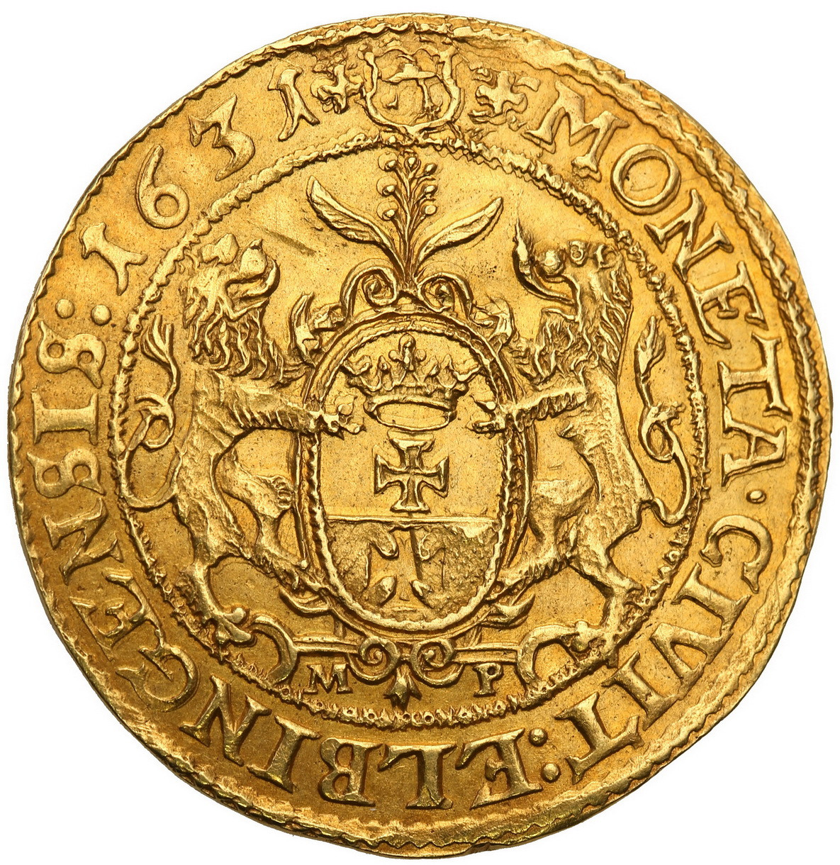 Zygmunt III Waza. Ort (3 dukaty) odbitka w ZŁOCIE 1631, Elbląg - z tytulaturą Gustawa Adolfa - RZADKOŚĆ R8